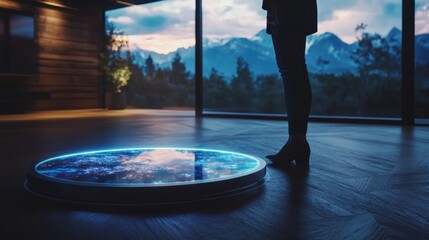 Fototapete - Futuristic exploration of virtual landscapes modern interior digital art evening perspective immersion experience