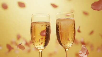 Poster - Two glasses of champagne placed side by side