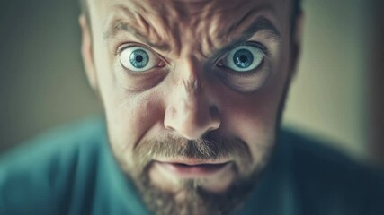 Poster - Close-up portrait of a person with an astonished facial expression