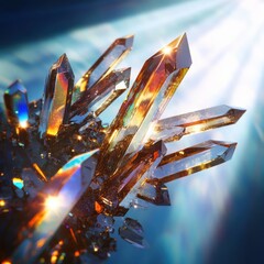 Poster - Shimmering crystal formation abstract space high-resolution image bright light close-up conceptual art