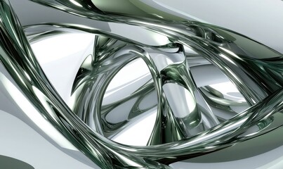 Aufkleber - Abstract metallic fluid, swirling design, grey background, 3D render, website banner