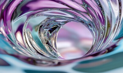 Poster - Abstract swirling liquid vortex, purple, teal, background blur, design element