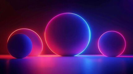 Poster - Neon Circles Background