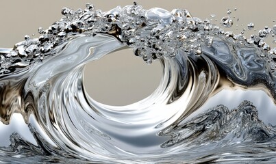 Aufkleber - Liquid metal wave, abstract art, background, design element