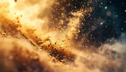 Poster - Extreme Close-Up View of Swirling Dust Particles in Microscopic Detail