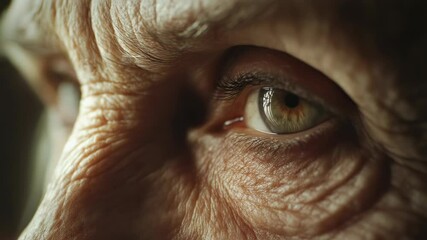 Poster - A close-up shot of an older person's eye, suitable for usage in various contexts