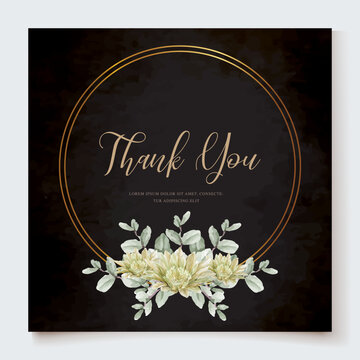 WEDDING INVITATION FRAME WITH FLOWER DECORATIONS AND FRESH LEAVES