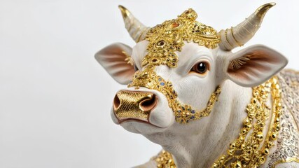 Poster - A bovine figure adorned with a golden crown, suitable for use in farm-themed or whimsical illustrations
