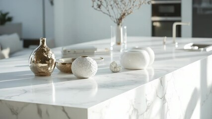 Aufkleber - Beautifully decorated marble countertop featuring elegant vases