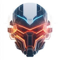 Poster - Futuristic Cybernetic Headgear Concept with Glowing Details and Structural Lines