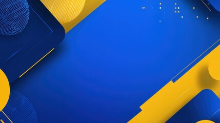 Poster - Abstract geometric background with blue and yellow shapes, ideal for modern presentations or website design.  The vibrant color palette creates a dynamic and energetic feel. : Generative AI