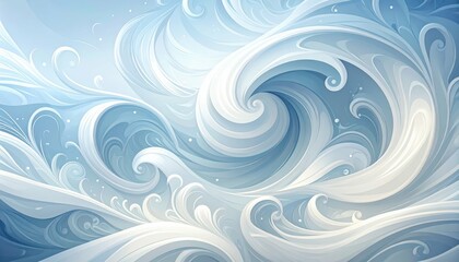 Poster - Stylized Swirling Patterns in White Colors with Vector Art Design