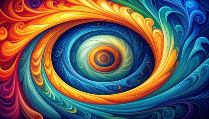 Poster - Vibrant Swirling Patterns in a Stylized Hurricane Vector Art Design