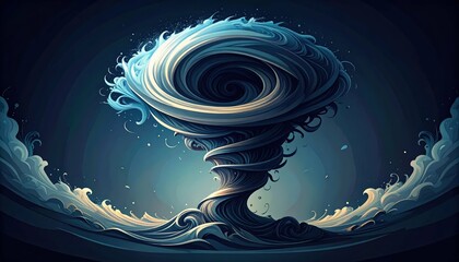 Poster - Stylized Tornado with Swirling Patterns in Dark Colors Vector Art