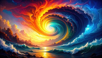 Poster - Surreal Hurricane of Energy with Vibrant Swirling Colors