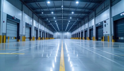  Vast Distribution Center with Loading Docks and Cool Ambient Lighting