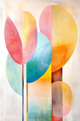 Poster - Abstract Geometric Illustration: Overlapping Circles in Soft Pastel Colors, Minimalist Design for Backgrounds and Graphic Elements.