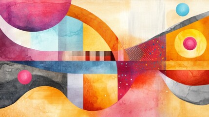 Poster - Abstract Geometric Shapes in Warm Earth Tones - Modern Art Background, Texture, Digital Illustration, Creative Design Element.