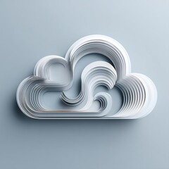 Poster - Elegant Paper Cloud Sculpture against a Serene Blue-Gray Textured Backdrop