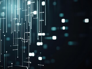 Fototapete - Abstract Composition of White Lines and Dots on a Dark Background Creating a Mysterious and Modern Visual Experience with High Contrast