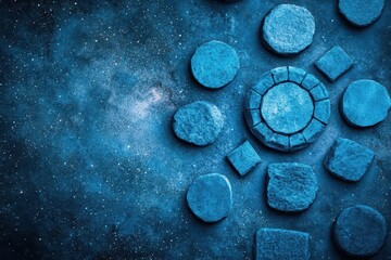 Fototapete - Vibrant Blue Stones on a Dark Background Highlighting Natural Textures and Colors in an Artistic Display of Contrast and Depth for Creative Inspiration