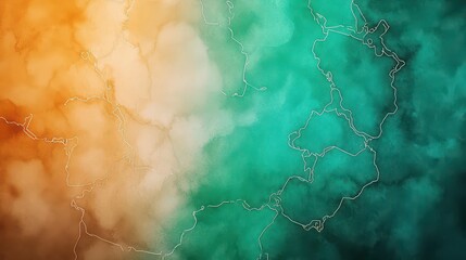 Fototapete - Vibrant Abstract Painting Featuring Bold Green and Orange Backgrounds with Dynamic Brushstrokes Evoking Energy and Emotion in Contemporary Art Style