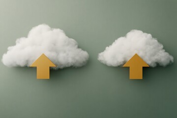 Poster - Abstract conceptual representation of data cloud computing with upward arrows