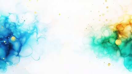 Fototapete - Vibrant Blue and Yellow Watercolor Background with Soft Blends and Fluid Patterns Evoking Creativity and Artistic Expression in a Calm Atmosphere