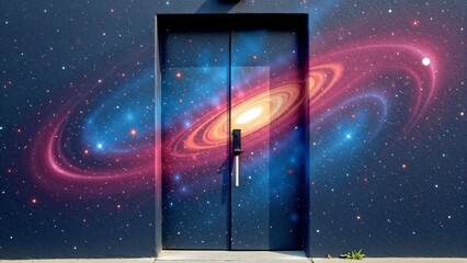 Wall Mural - Galaxy Mural Painted On Building Door