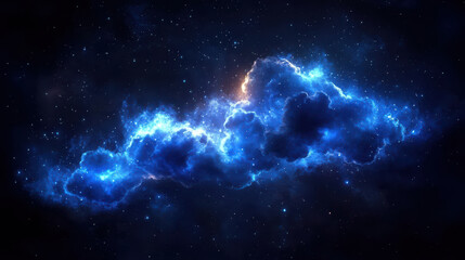 Wall Mural - stunning cosmic cloud filled with vibrant blue hues and sparkling stars, creating mesmerizing celest