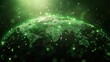 © PuriStudio - Digital representation of green globe showcasing interconnected networks and data points, symbolizing global connectivity and technology