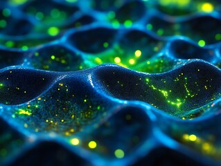 Poster - Ethereal Bioluminescent Waveforms: Abstract rendering of vibrant undulations