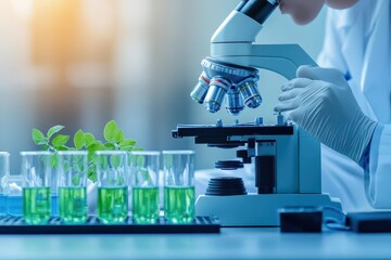 Poster - Dedicated Scientist Conducting Research in Modern Laboratory Surrounded by Advanced Equipment and Instruments for Innovative Scientific Discoveries