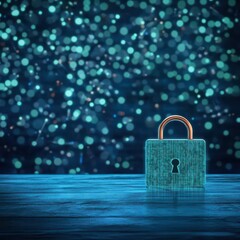 Poster - A Closeup of a Rusty Padlock on a Wooden Table Surrounded by a Softly Blurred Background Evoking a Sense of Security and Intrigue in Everyday Life