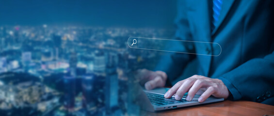Wall Mural - search bar in the laptop. concept of information research on the internet online, data from websites