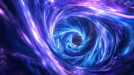 Fototapete - A surreal 3D-rendered electric vortex in shades of blue and purple.