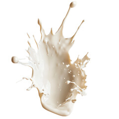Poster - White chocolate milk splash creating a dynamic pattern on a clean Transparent background, White Chocolate Milk Splash on PNG background