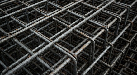 Reinforcement Steel Mesh: Construction Material Close-Up