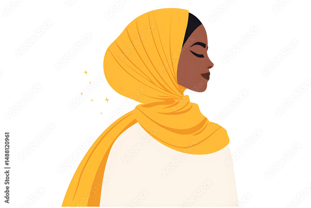 Flat Illustration of Woman in Hijab Isolated On White Background Stock ...