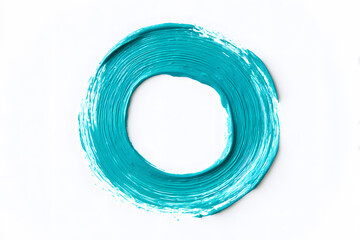 Wall Mural - Turquoise Brush Stroke Circle Isolated On White Background
