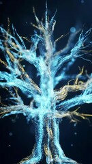 Poster - Abstract digital rendering of illuminated energy tree on a dark background