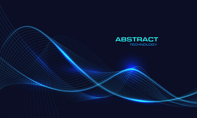 Poster - Abstract technology blue light wave curve design modern futuristic creative background vector