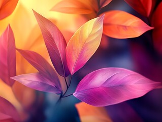 Poster - Vibrant autumn foliage with spectrum of colors for decorative backgrounds