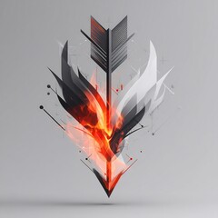 Poster - Abstract Arrow Symbolism with Fiery Undertones and Geometric Design Details