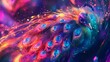 © Noman - A surreal peacock with holographic feathers shimmering in vibrant neon colors