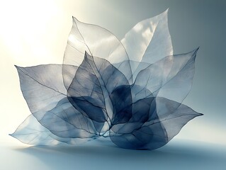 Poster - Abstract artistic composition showing ethereal leaves in translucent layers