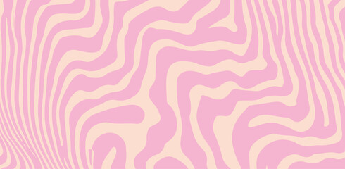 Aufkleber - Abstract vector illustration with wavy pink and cream lines, created in trendy Y2K and dopamine decor style, giving vibrant, hypnotic, and playful modern vibes; perfect for backgrounds and design.
