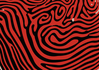 Aufkleber - Vector illustration shows flowing, curved orange lines on a black background. The bold, psychedelic style creates a sense of movement and energy, reflecting popular op art design trends.