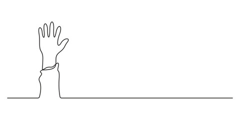 Poster - One continuous line drawing of human hand. Single line art hand. Vector illustration