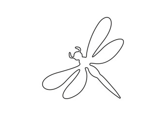 Fototapete - Dragonfly continuous one line art drawing of outline vector illustration, Dragonfly single line drawing, Continuous line drawing. Flying dragonfly logo. Black and white vector illustration